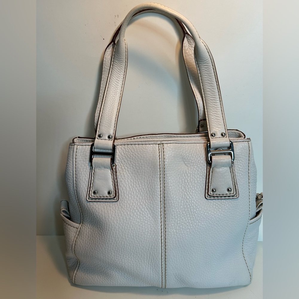 Fossil Pebble Grain White Leather Tote/Shoulder Bag - Picture 2 of 15